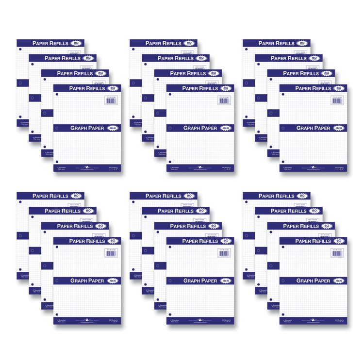 Graph Filler Paper, 3-Hole, 8.5 x 11, Quadrille: 4 sq/in, 80 Sheets/Pack, 24 Packs/Carton