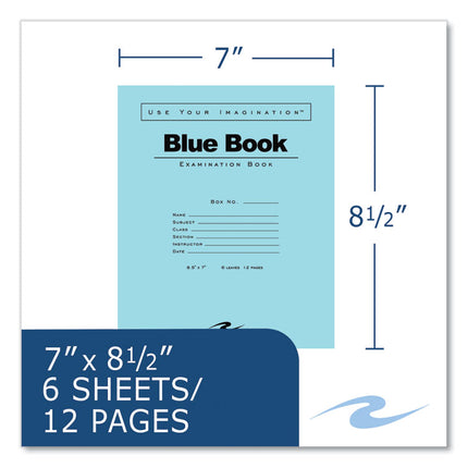 Examination Blue Book, Wide/Legal Rule, Blue Cover, (6) 8.5 x 7 Sheets, 1,000/Carton