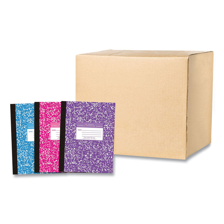 Flexible Cover Marble Composition Book, Medium/College Rule, Randomly Assorted Cover Colors, (80) 10.25 x 7.88 Sheets, 48/CT