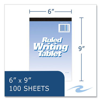 Writing Tablet, Wide/Legal Rule, 100 White 6 x 9 Sheets, 48/Carton