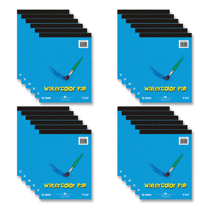 Kids Art Watercolor Notepad, 25 White 9 x 12 Sheets, 24/Carton