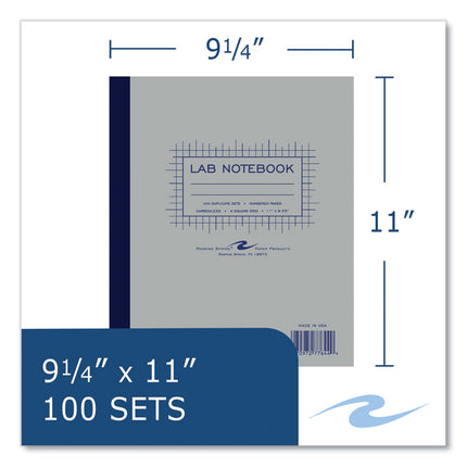 Lab and Science Two-Part Carbonless Notebook, Quadrille Rule (4 sq/in), Gray Cover, (100) 11 x 9.25 Sheets, 5/Carton