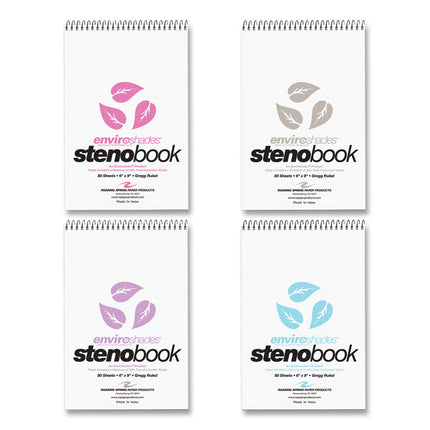 EnviroShades Steno Pad, Gregg Rule, White Cover, 80 Assorted Color 6 x 9 Sheets, 24 Pads/Carton