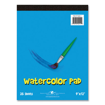 Kids Art Watercolor Notepad, 25 White 9 x 12 Sheets, 24/Carton