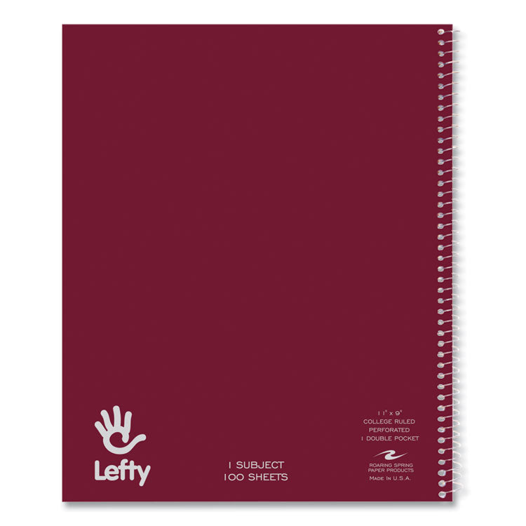 Lefty Notebook, 1-Subject, Medium/College Rule, Randomly Assorted Cover Colors, (100) 11 x 9 Sheets, 24/Carton