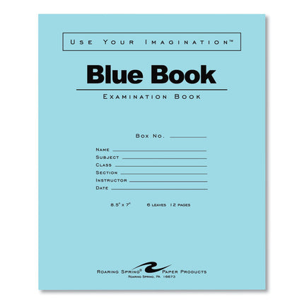 Examination Blue Book, Wide/Legal Rule, Blue Cover, (6) 8.5 x 7 Sheets, 1,000/Carton