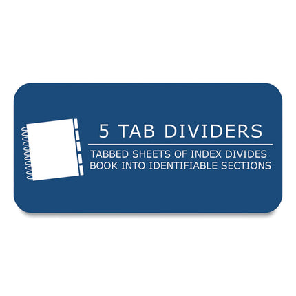 Wirebound Notebook with Tabs, 5-Subject, Medium/College Rule, Randomly Assorted Cover Colors, (200) 11 x 8.5 Sheets, 12/CT