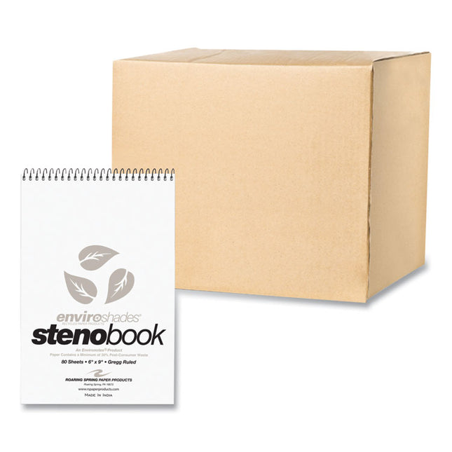 EnviroShades Steno Pad, Gregg Rule, White Cover, 80 Gray 6 x 9 Sheets, 24 Pads/Carton