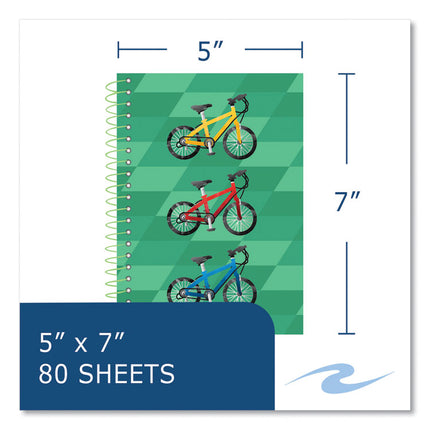 Lifenotes Wirebound Notebook, 1-Subject, Medium/College Rule, Assorted Cover Colors, (80) 7 x 5 Sheets, 24/Carton
