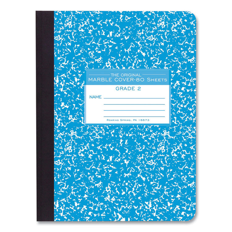 Grade School Ruled Composition Book, Grade 2 Manuscript Format, Blue Marble Cover, (80) 9.75 x 7.5 Sheets, 48/Carton