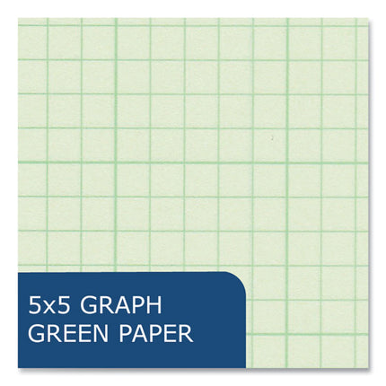 Engineer Pad, (0.5" Margins), Quad Rule (5 sq/in, 1 sq/in), 200 Light Green 8.5 x 11 Sheets/Pad, 12/Carton