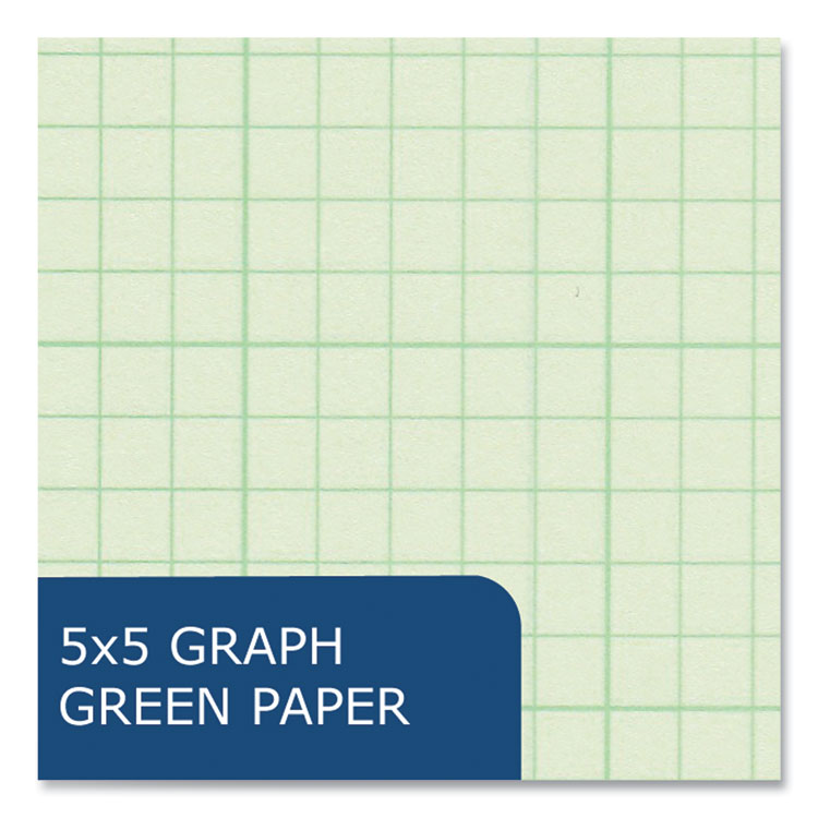 Engineer Pad, (0.5" Margins), Quad Rule (5 sq/in, 1 sq/in), 200 Light Green 8.5 x 11 Sheets/Pad, 12/Carton