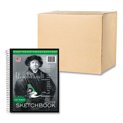 Sketch Book, 60 lb Drawing Paper Stock, Black/Green/White Cover, (100) 11 x 8.5 Sheets, 12/Carton