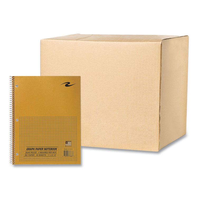Lab and Science Wirebound Notebook, Quadrille Rule (4 sq/in), Brown Cover, (50) 11 x 8.5 Sheets, 24/Carton