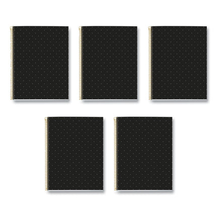 MR M Fashion Notebook, 4-Subject, Medium/College Rule, Black/Gold Cover, (120) 11 x 8.5 Sheets, 5/Carton