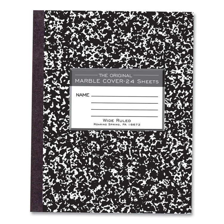 Flexible Cover Marble Composition Notebook, Wide/Legal Rule, Black Marble Cover, (100) 8.5 x 7 Sheets, 144/Carton