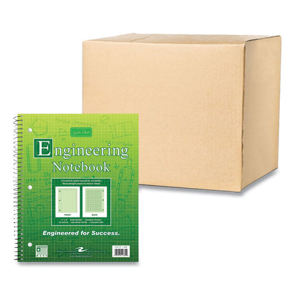 Wirebound Engineering Notebook, 20 lb Bond Paper Stock, Green Cover, (80) 11 x 8.5 Sheets, 24/Carton