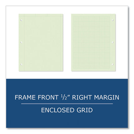 Engineer Pad, (0.5" Margins), Quad Rule (5 sq/in, 1 sq/in), 200 Light Green 8.5 x 11 Sheets/Pad, 12/Carton