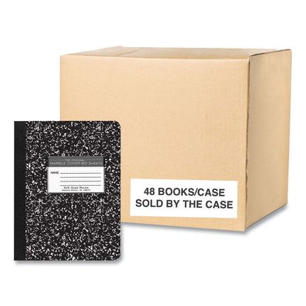 Hardcover Marble Composition Book, Quadrille Rule (5 sq/in), Black Marble Cover, (80) 9.75 x 7.5 Sheets, 48/Carton
