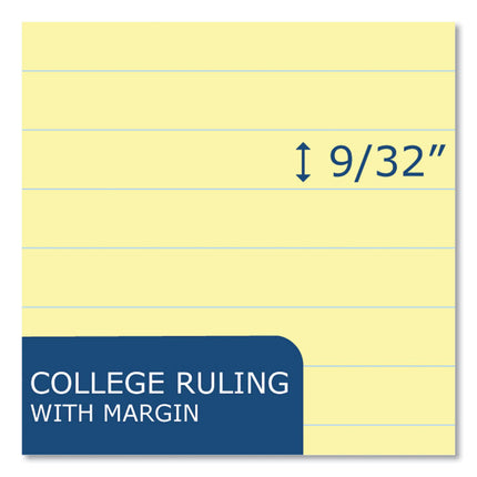 Stiff-Back Pad, Medium/College Rule, 100 Canary 8.5 x 11 Sheets, 36/Carton
