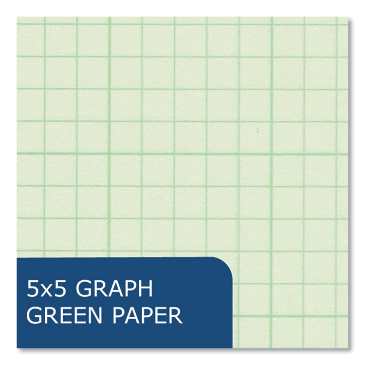 Engineer Pad, (0.5" Margins), Quad Rule (5 sq/in, 1 sq/in) 100 Light Green 8.5 x 11 Sheets/Pad, 24/Carton
