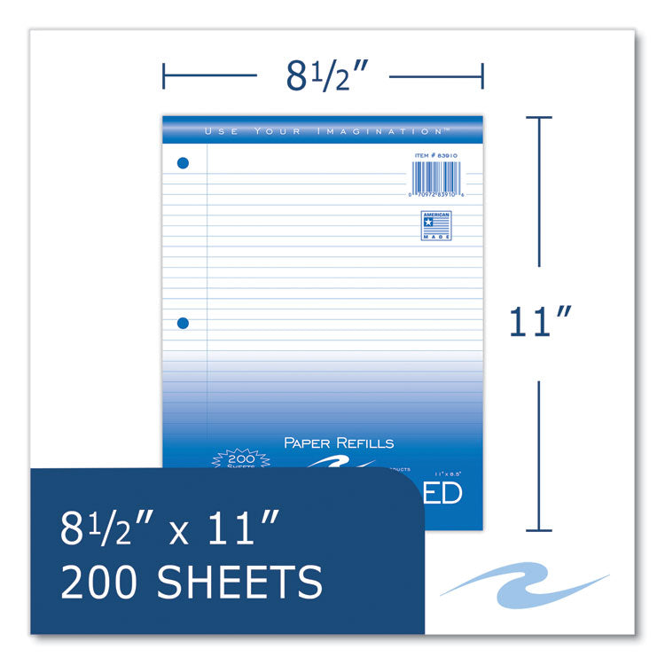 Loose Leaf Paper, 8.5 x 11, 3-Hole Punched, College Rule, White, 200 Sheets/Pack, 24 Packs/Carton