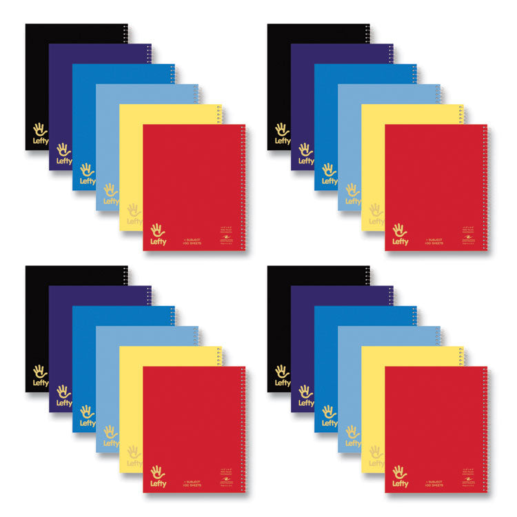 Lefty Notebook, 1-Subject, Wide/Legal Rule, Randomly Assorted Cover Colors, (100) 10.5 x 8.5 Sheets, 24/Carton
