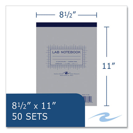 Lab and Science Two-Part Carbonless Notepad, Quad Rule (4 sq/in), Gray Cover, (50) 8.5 x 11 White/Blue Sets, 24/Carton