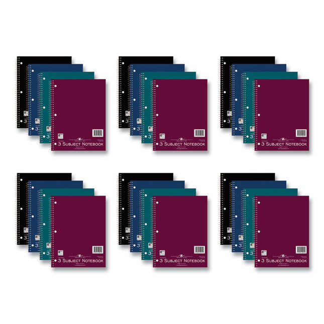 Subject Wirebound Promotional Notebook, 3-Subject, Wide/Legal Rule, Assorted Cover Colors, (120) 10.5 x 8 Sheets, 24/Carton