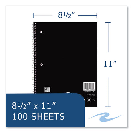 Subject Wirebound Notebook, 1-Subject, Medium/College Rule, Randomly Assorted Cover Colors, (100) 11 x 8.5 Sheets, 24/Carton