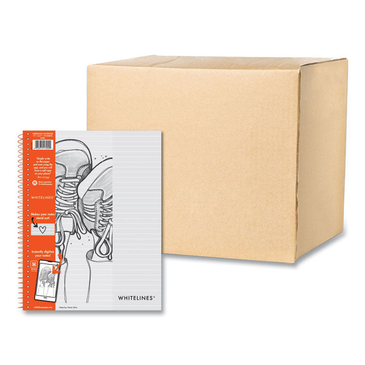 Whitelines Notebook, Medium/College Rule, Gray/Black/Orange Cover, (70) 11 x 8.5 Sheets, 12/Carton