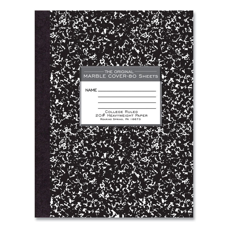 Hardcover Marble Composition Book, Medium/College Rule, Black Marble Cover, (80) 10.25 x 7.88 Sheets, 24/Carton