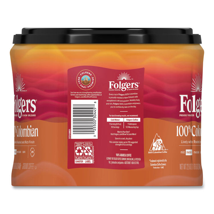 100% Columbian Coffee, 22.6 oz Canister, 6/Carton