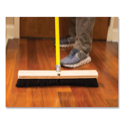 Tampico Push Broom Kit, 24" x 64" Metal Handle, Black/Yellow