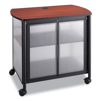 Impromptu Deluxe Machine Stand with Doors, Wood, 3 Shelf, 34.75 x 25.5 x 30.75, Cherry/White/Black