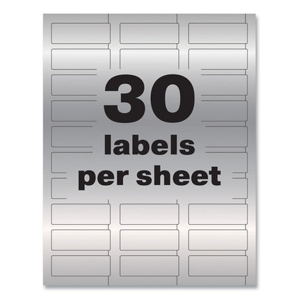 Permatrack Metallic Asset Tag Labels, Laser Printers, 0.75 X 2, Metallic Silver, 30/sheet, 8 Sheets/pack