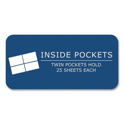 Pocket Folder with 3 Fasteners, 0.5" Capacity, 11 x 8.5, Dark Blue, 25/Box, 10 Boxes/Carton