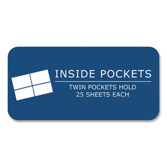 Pocket Folder with 3 Fasteners, 0.5" Capacity, 11 x 8.5, Dark Blue, 25/Box, 10 Boxes/Carton