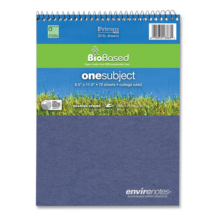 Earthtones BioBased Paper Wirebound Notepad, Medium/College Rule, Randomly Assorted Cover Colors, (70) 8.5 x 11 Sheets, 24/CT
