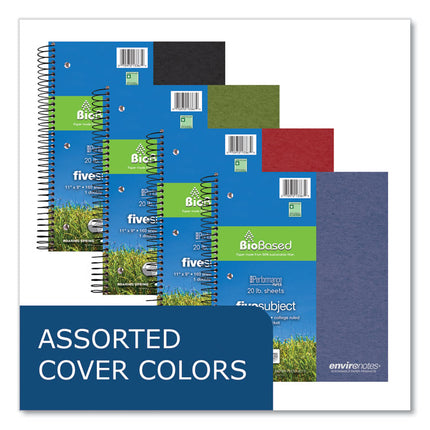 Earthtones BioBased Paper Notebook, 5-Subject, College Rule, Randomly Assorted Cover Colors, (160) 11 x 9 Sheets, 12/Carton