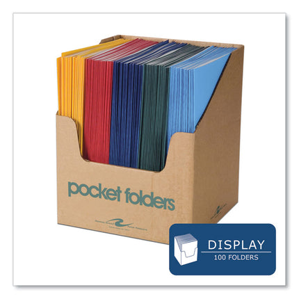 Pocket Folder, 0.5" Capacity, 11 x 8.5, Assorted Colors, 100/Carton