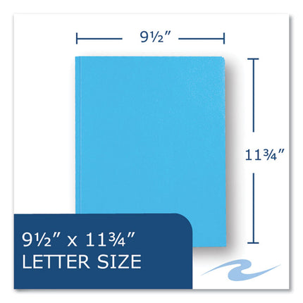 Pocket Folder with 3 Fasteners, 0.5" Capacity, 11 x 8.5, Light Blue, 25/Box, 10 Boxes/Carton