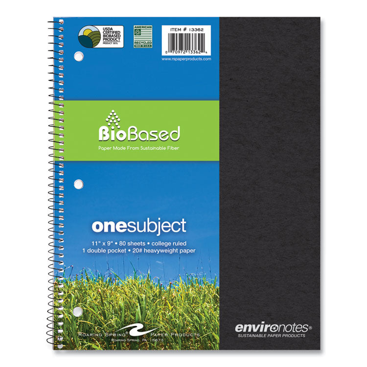 Earthtones BioBased Paper Notebook, Medium/College Rule, Randomly Assorted Cover Colors, (80) 11 x 9 Sheets, 24/Carton