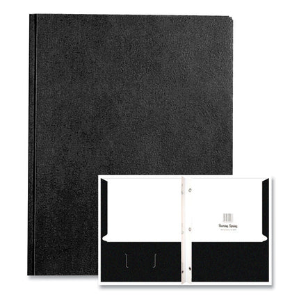 Pocket Folder with 3 Fasteners, 0.5" Capacity, 11 x 8.5, Black, 25/Box, 10 Boxes/Carton