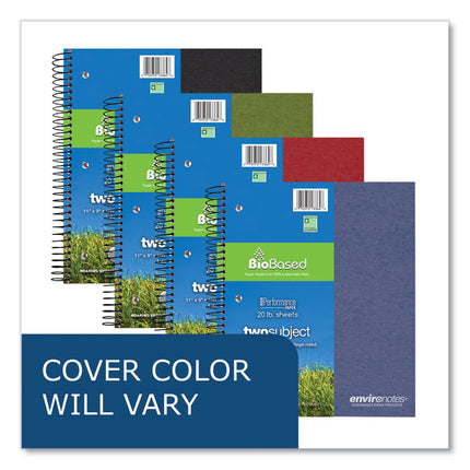 Earthtones BioBased Paper Notebook, 2-Subject, College Rule, Randomly Assorted Cover Colors, (100) 11 x 9 Sheets, 24/Carton