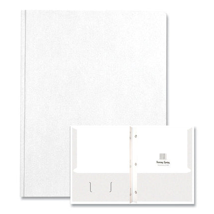 Pocket Folder with 3 Fasteners, 0.5" Capacity, 11 x 8.5, White, 25/Box, 10 Boxes/Carton