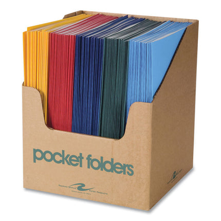 Pocket Folder, 0.5" Capacity, 11 x 8.5, Assorted Colors, 100/Carton