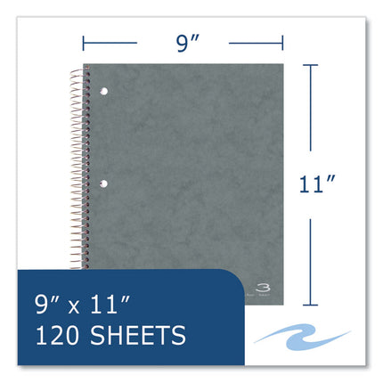 Subject Wirebound Notebook, 3-Subject, Medium/College Rule, Assorted Cover Colors, (120) 11 x 9 Sheets, 24/Carton