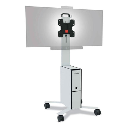 Mobile TV Cart COWORKSATION, Engineered Wood, 3 Shelves, Supports 40 lb, 22.5" x 22.6" x 50.89", White