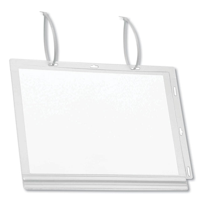 Water Resistant Sign Holder Pockets with Cable Ties, 8.5 x 11, Clear Frame, 5/Pack